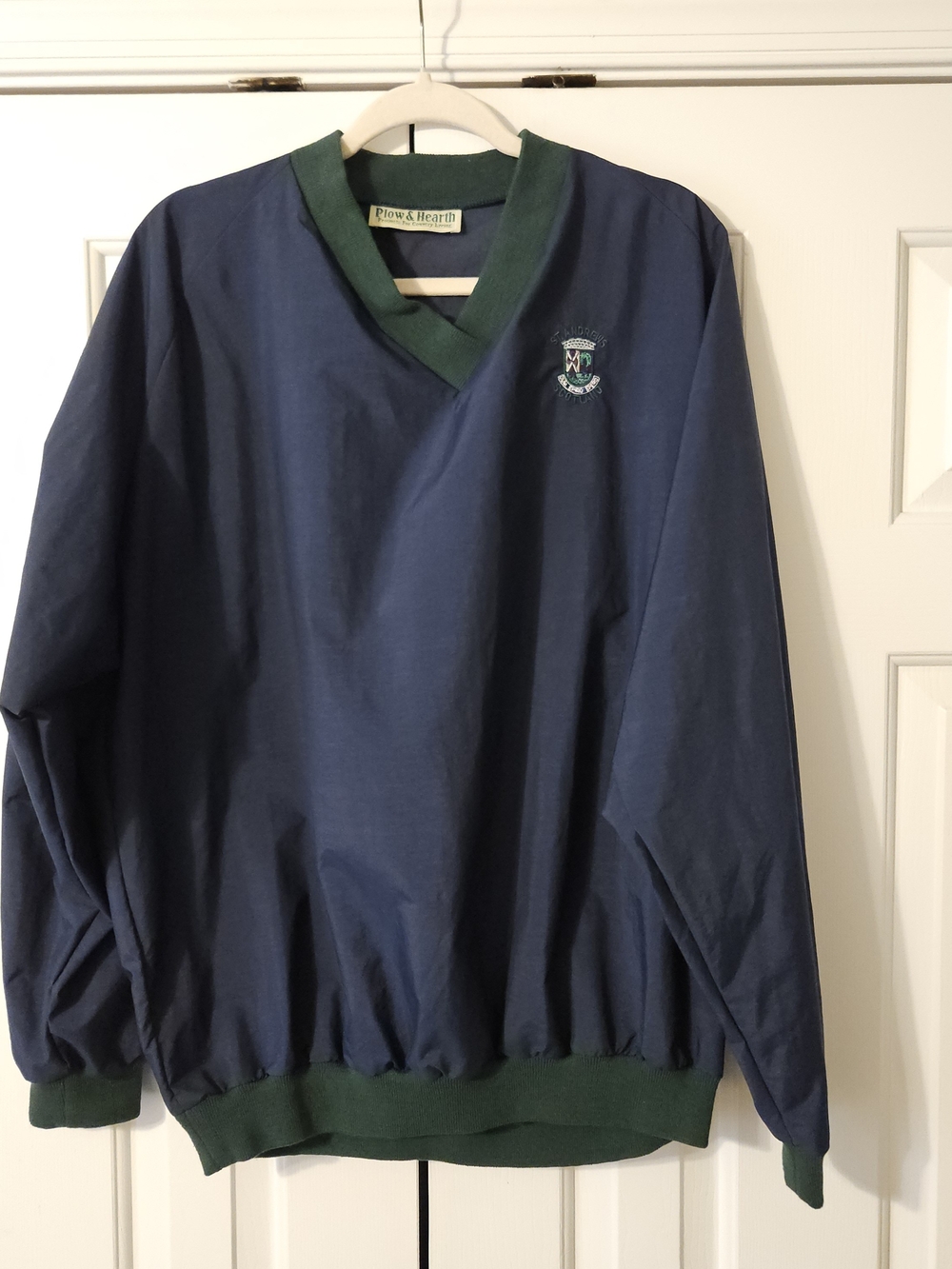 VTG, St. Andrews Plow & Hearth Men's XL Blue/Green Pullover Golf Jacket V-Neck